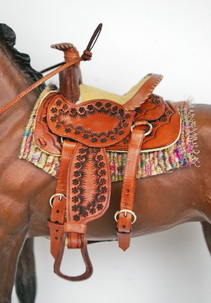 miniature western saddle and bridle