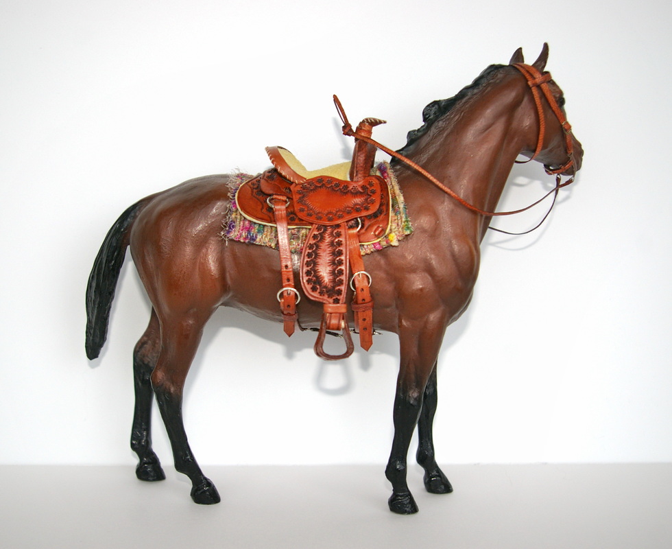 miniature western saddle and bridle
